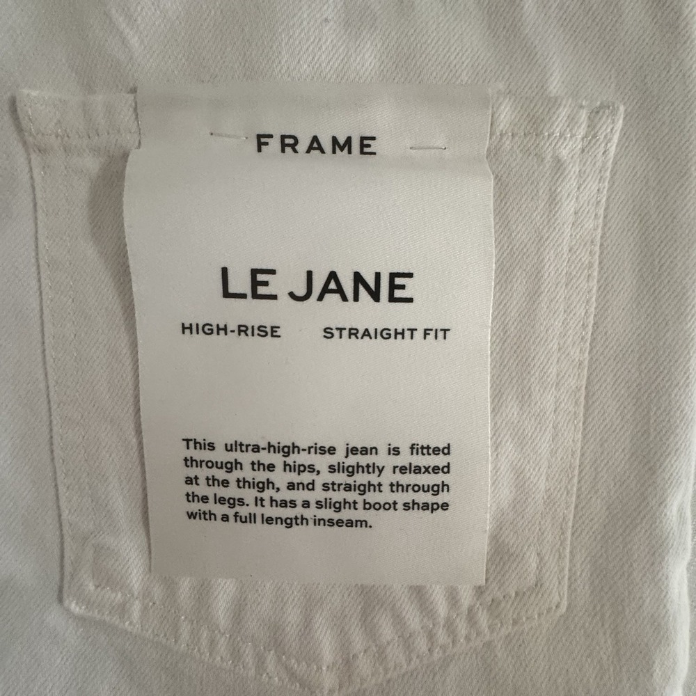Frame Le Jane Jeans Women's 26 Cream Denim High Rise Frayed Hem Wide-Leg NWT$278 - Picture 13 of 13